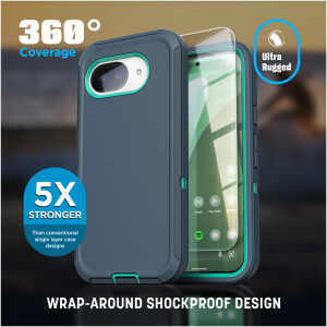 Alternative view of Google Pixel 10a Ranger Case with Belt Clip Holster & HD Screen Protector Blue