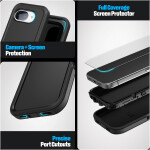 Google Pixel 10a Ranger Case with Belt Clip Holster & HD Screen Protector Black - image-5