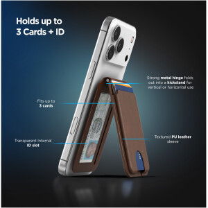 Alternative view of Magnetic Wallet with Built-In Kickstand - Brown Leather