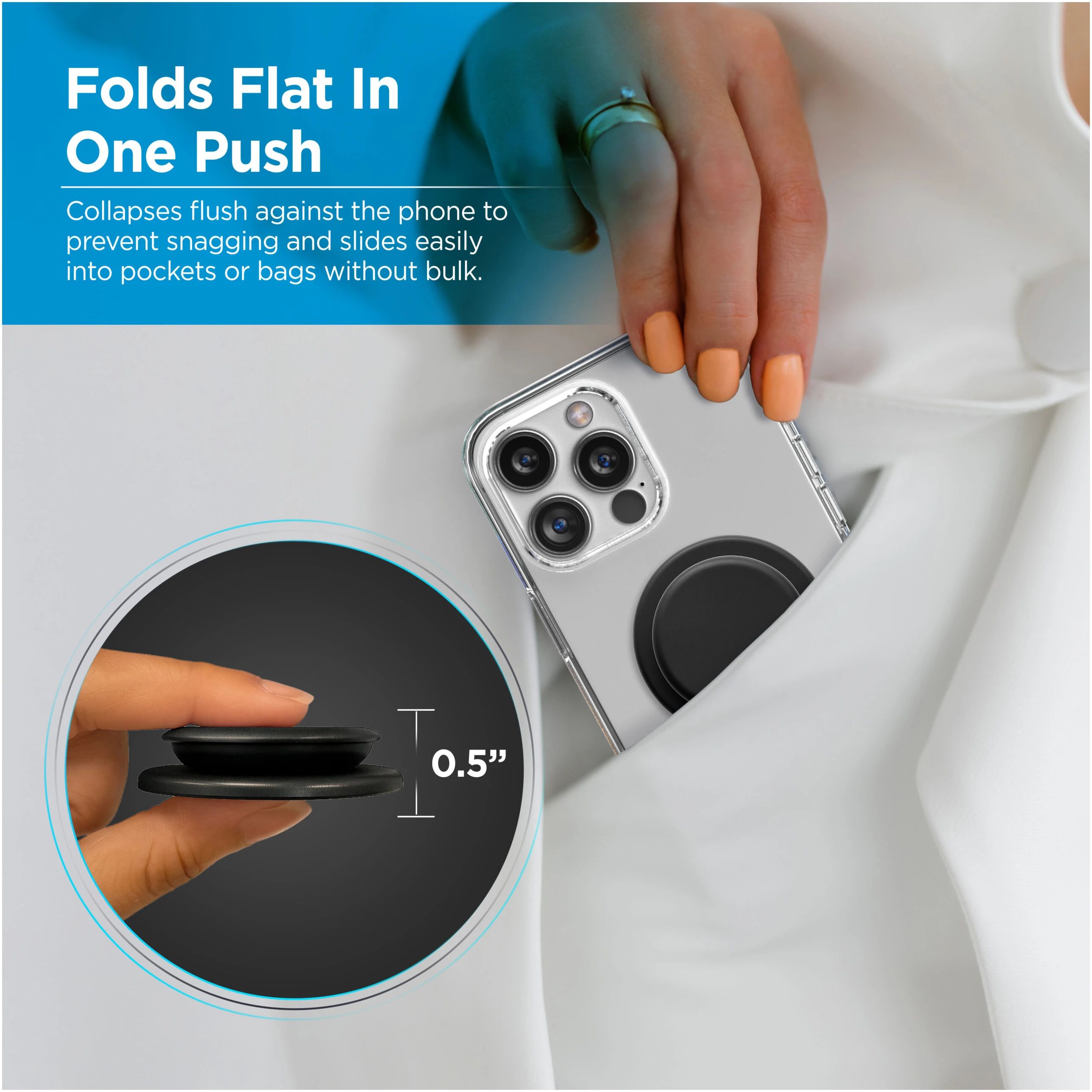 Adhesive Phone Grip (Black) - thumbnail 4