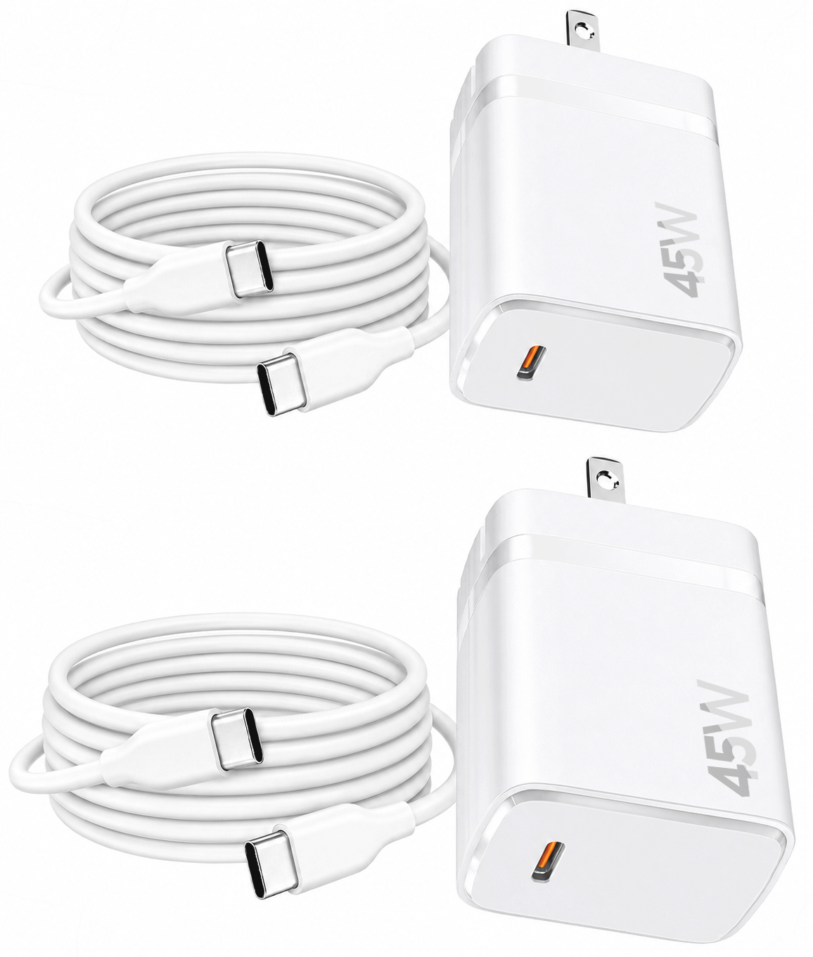 45W Super Fast USB-C Charger 2-Pack in White