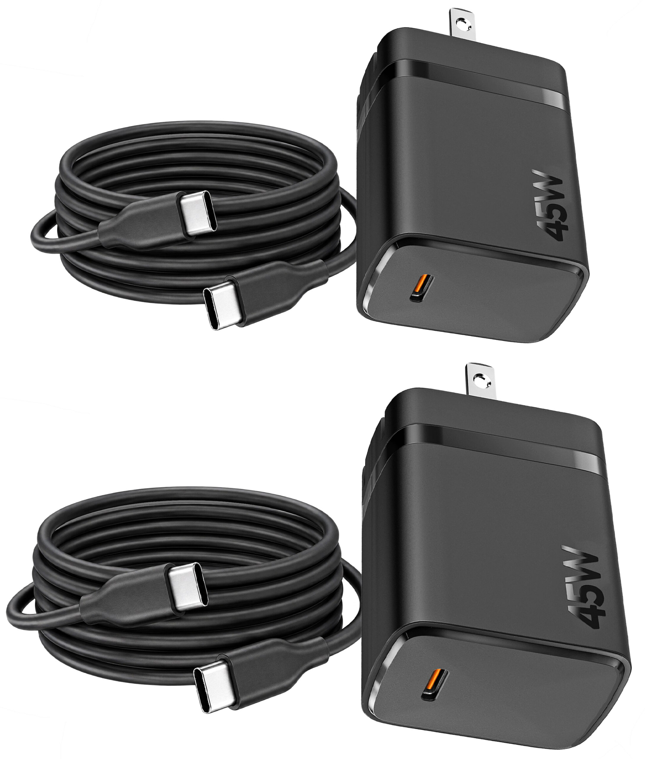 45W Super Fast USB-C Charger 2-Pack in Black